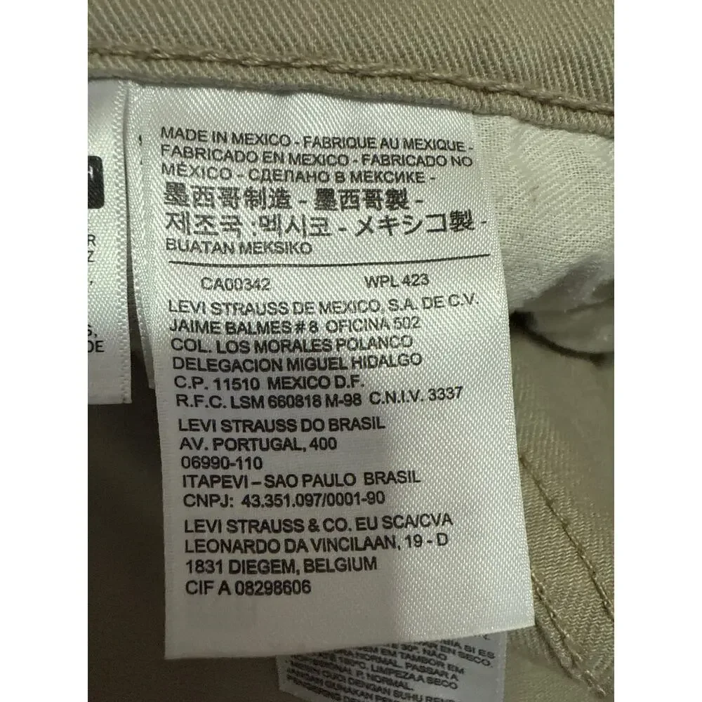 Levi's 502 Men's Beige High Waist Straight Leg Chino Khaki Trousers Pants Sz 34